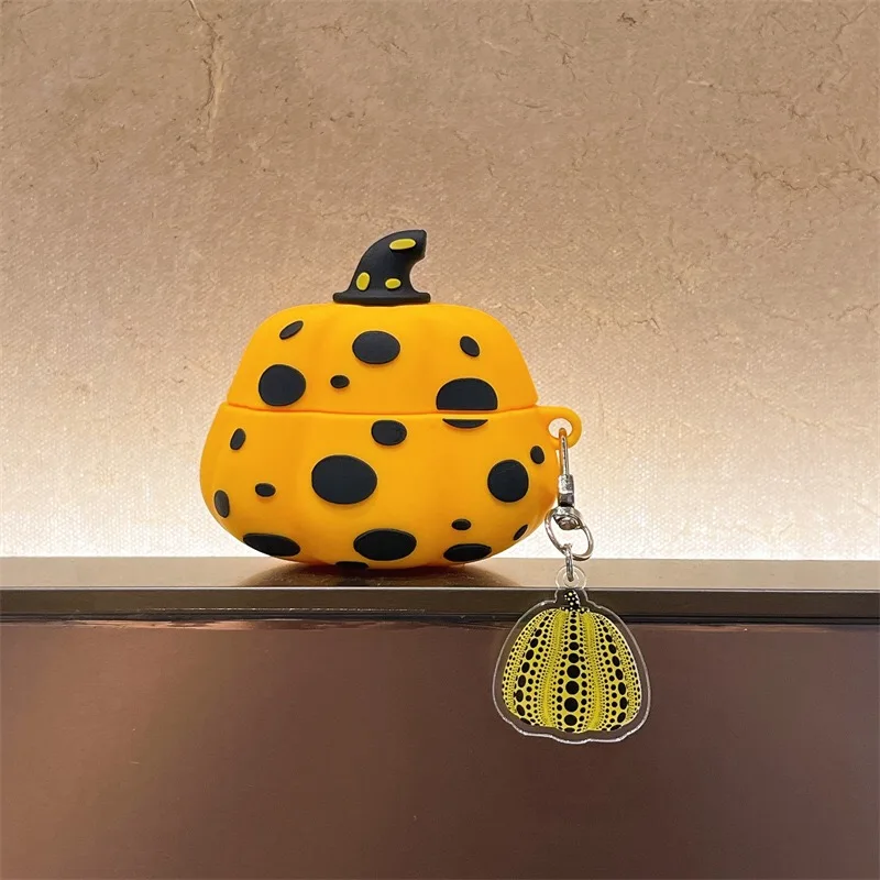 الكرتون رصدت اليقطين تصميم حقيبة سماعة الاذن مع زخرفة معلقة مناسبة ل Airpods برو سماعات الأذن غطاء ل Airpods 1/2/3/4