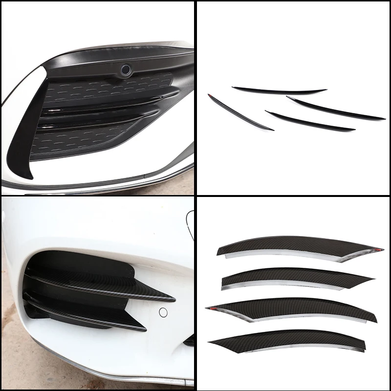 

4Pcs ABS Car Front Bumper Fog Light Decor Cover Trim Fit for Mercedes Benz C-Class AMG W205 C200 2019 2020 2021 2022