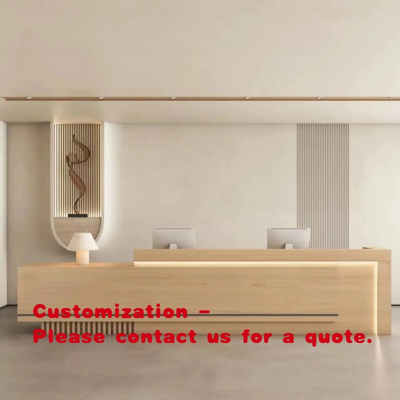 

custom.Modern Beautiful Retail Checkout Counter Supermarket Mall & Hotel Wood Panel Style