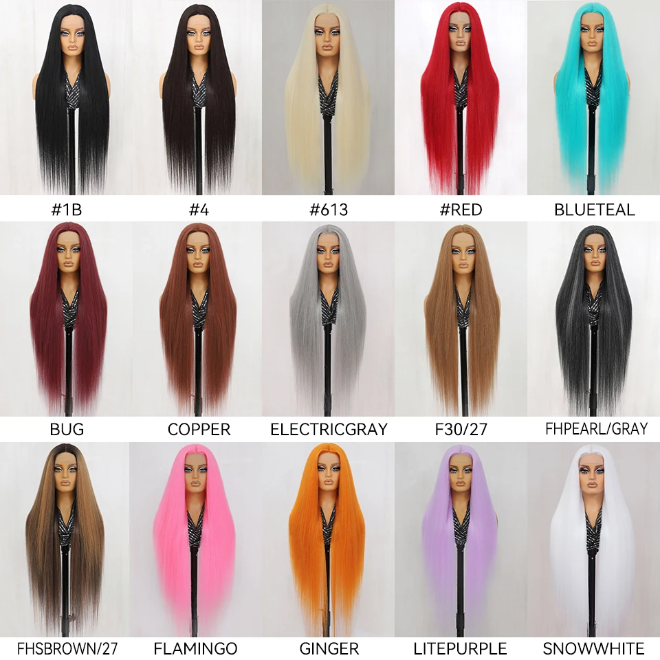 Супер длинные натуральные черные синтетические кружевные парики 13x6, 40 дюймов, высокое качество, длинный прямой бесклеевой кружевной фронтальный парик для женщин, косплей