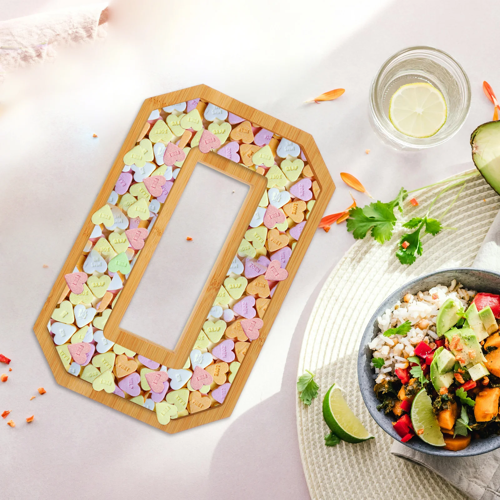 

1 Set Large Wood Number 60 Tray Snack Fruit Cake Serving Platter Decorative Food Board Multi-Function Household Dessert Tray