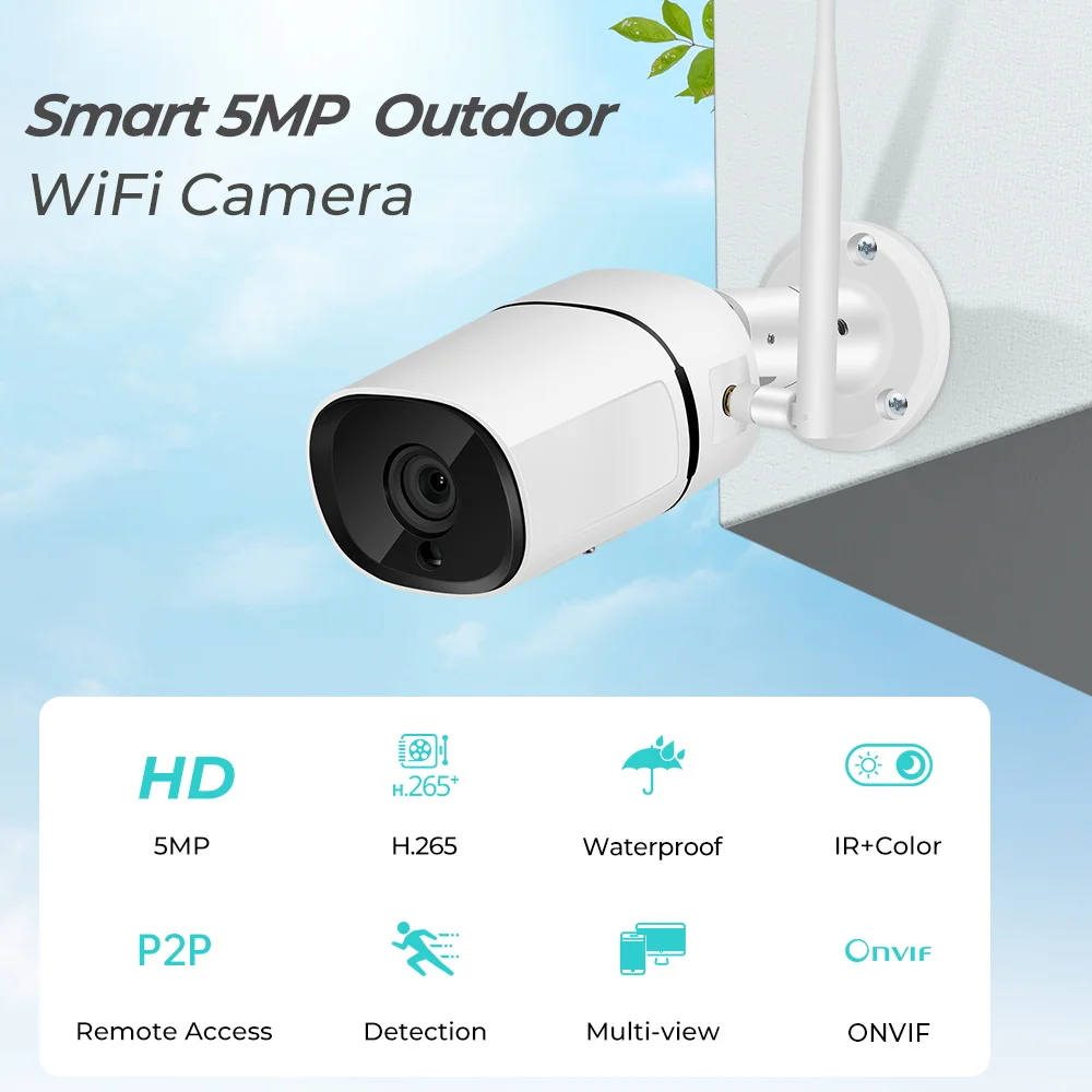 ABUNTU 5MP IP Camera Wifi 2MP Outdoor Waterproof Surveillance Camera Human Detection CCTV Security Camera Night Vision ICSEE APP