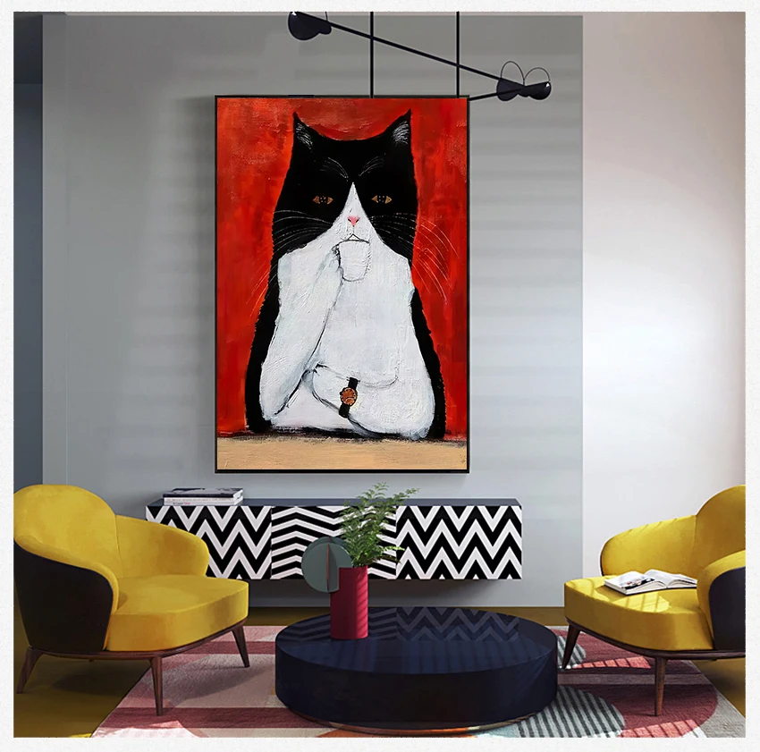 Cat's Life on Poster Cat Home Decor for Livingroom Decoration Fresh Style Cat Wall Art Canvas Paintings Prints Creative