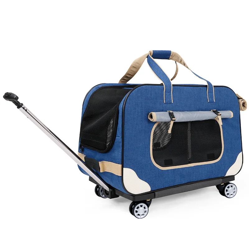 Detachable Pet Trolley Case Cat Bag Dog Carrier Windproof Travel Cart for Going Out