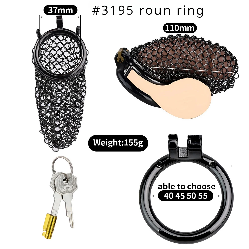 Men's Stainless Steel Black Mesh Chastity Lock Cock Cage Smooth Lightweight Anti-escape Control Penis Lock Sex Toys