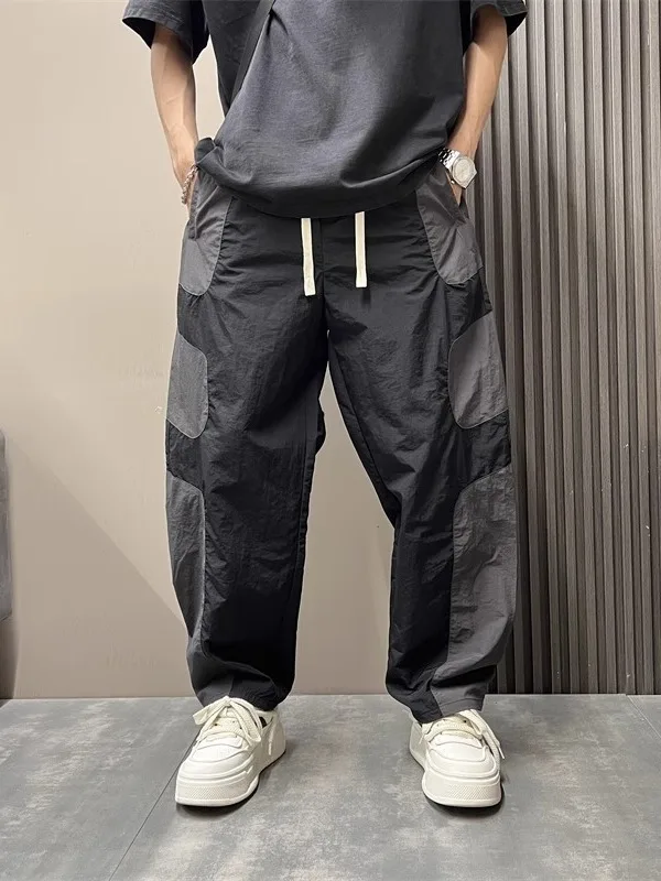 

Мужские летние повседневные брюки больших размеров из хлопка, быстросохнущие, модные, спортивные, свободные, прямые, с высокой талией