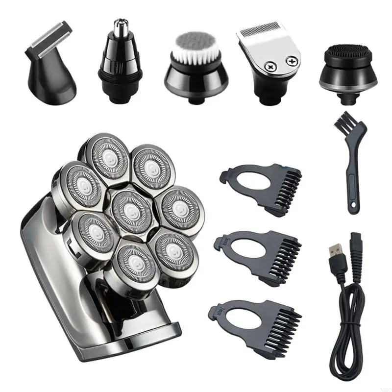 อัพเกรด 6 in 1 ไฟฟ้าสำหรับหัวล้านมีดโกนสำหรับเครื่องโกนหนวดหัวโกนหนวดและแห้งสำหรับผู้ชายที่มี IPX6 คลาสกันน้ำและ LED disp n58d