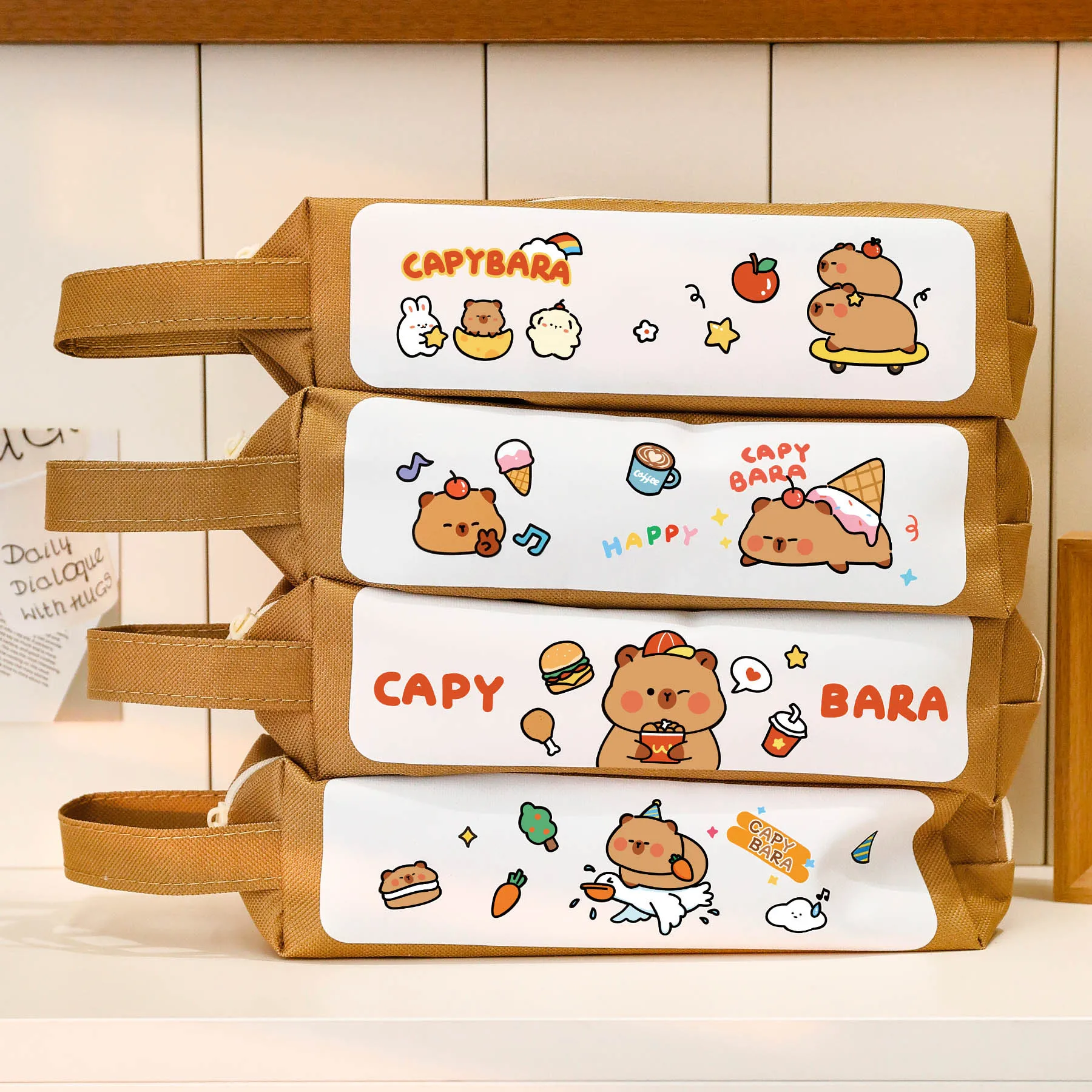 Durable Fabric Capybara Pencil Pouch, Student School Supplies Organizer for Classroom Prizes & Party Favors