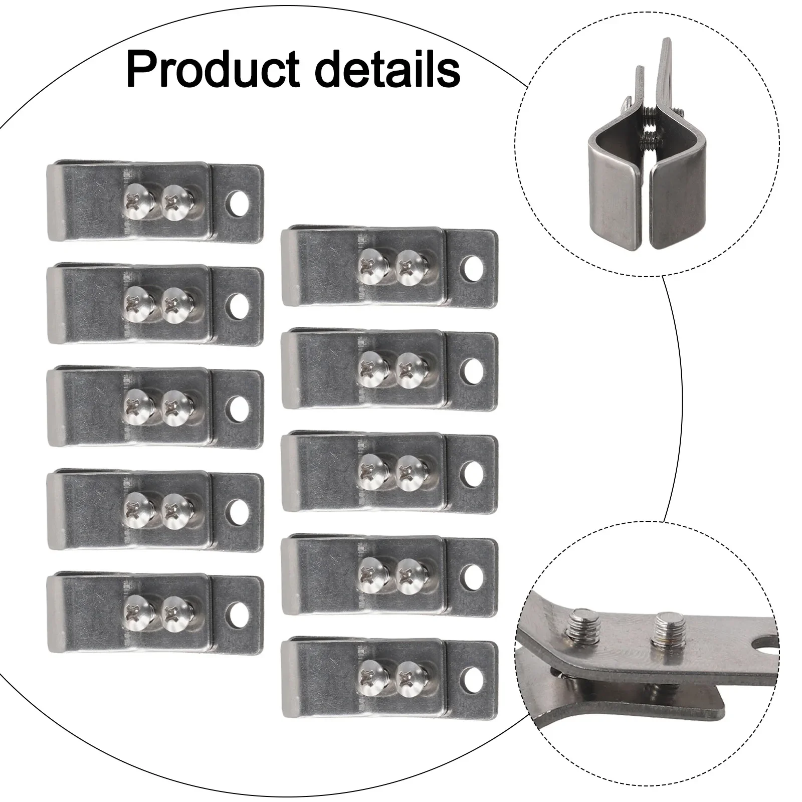 10Pcs Sunshade Net Pipe Clamp 304 Stainless Steel Adjustable Fixed Pipe Clamps Install Kit Wave Sunshade Net Accessories