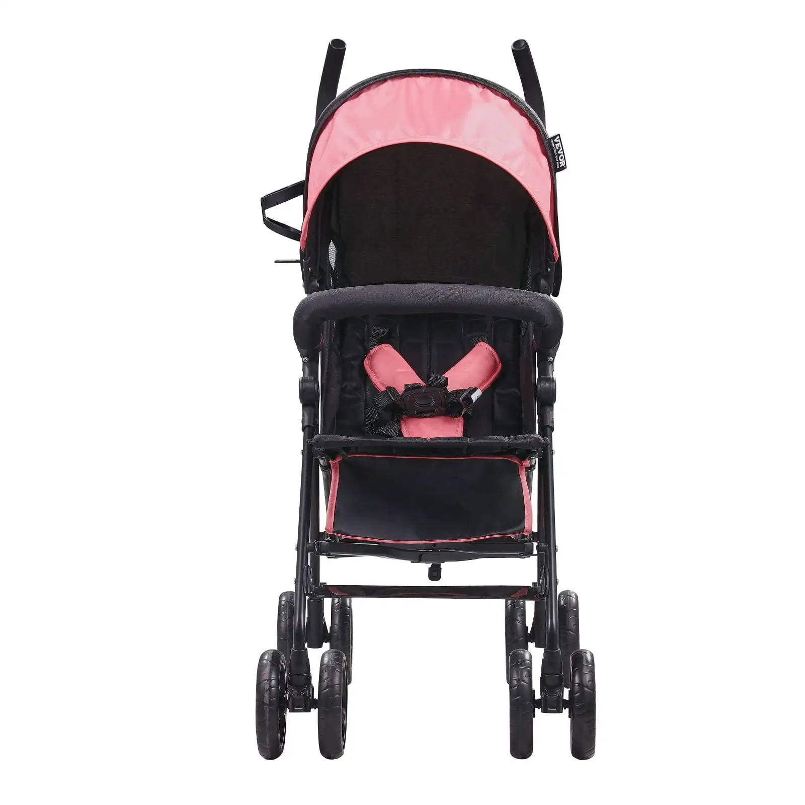 Lightweight Compact Stroller, Easy-Fold, Adjustable Backrest, Black/Pink