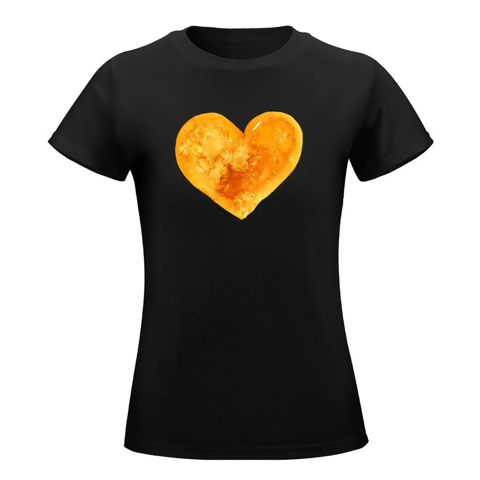 Camiseta de corazón amarillo para mujer, ropa bonita para mujer, camiseta para mujer