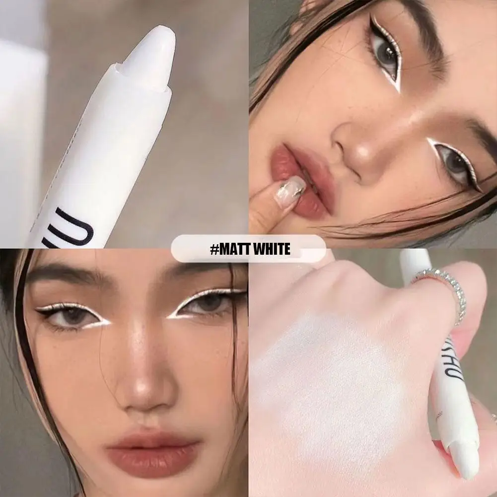 きらめくハイライトスティック パール光沢マットアイシャドウスティック グリッターホワイトアイライナー ライイングシルクワームペン シルバーハイライターペン