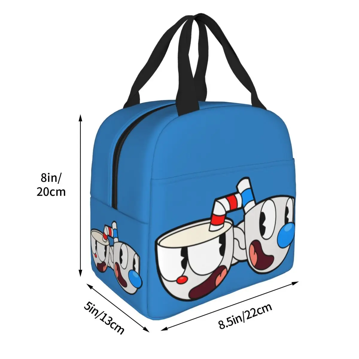 Cuphead Mugman Insulated Lunch Bags Leakproof Game Anime Meal Container Thermal Bag Tote Lunch Box School Picnic Food Bag