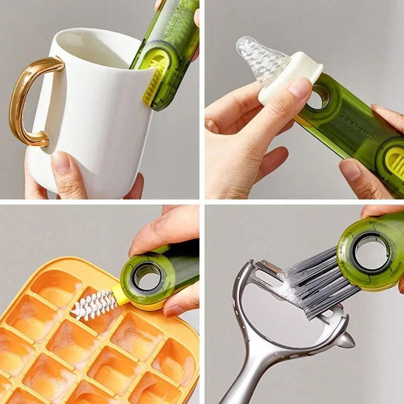 Mini Milk Bottle Thermos Cleaning Brush Multipurpose Bottle Gap Cleaner Brush Groove Gap Cleaning Brush Portable Travel Cleaner