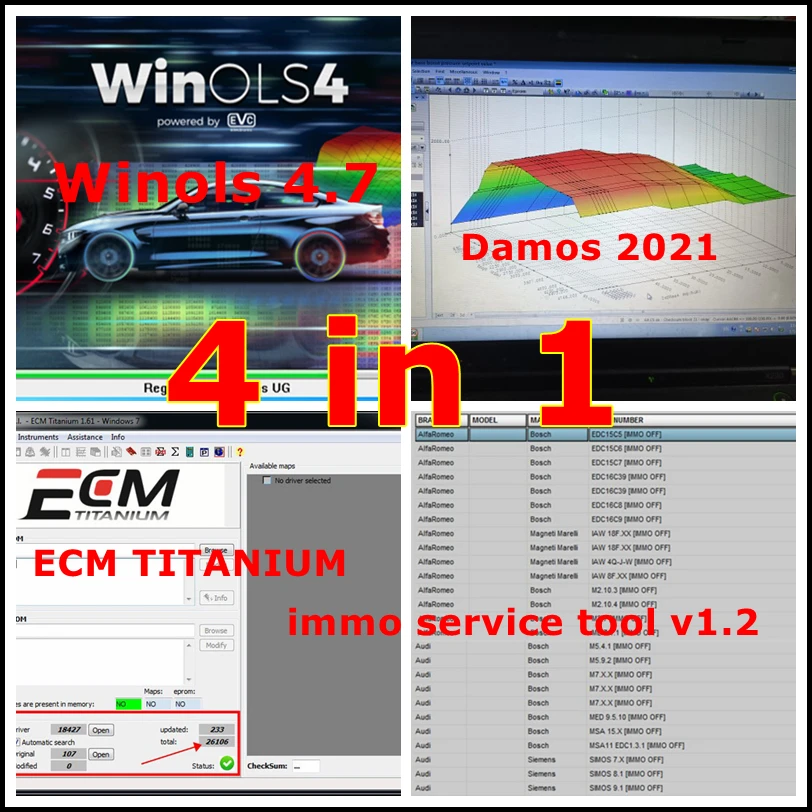 

Популярное программное обеспечение для авторемонта WinOLS 4.7 2025 года с файлами Damos 2021, ECM Titanium 26100, инструмент для обслуживания Immo V1.2, программное обеспечение для авторемонта