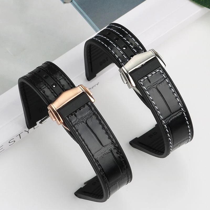 For Omega constellation 41mm watch strap bracelet Manhattan 39mm cowhide rubber buttom male observatory strap notch 25x14mm