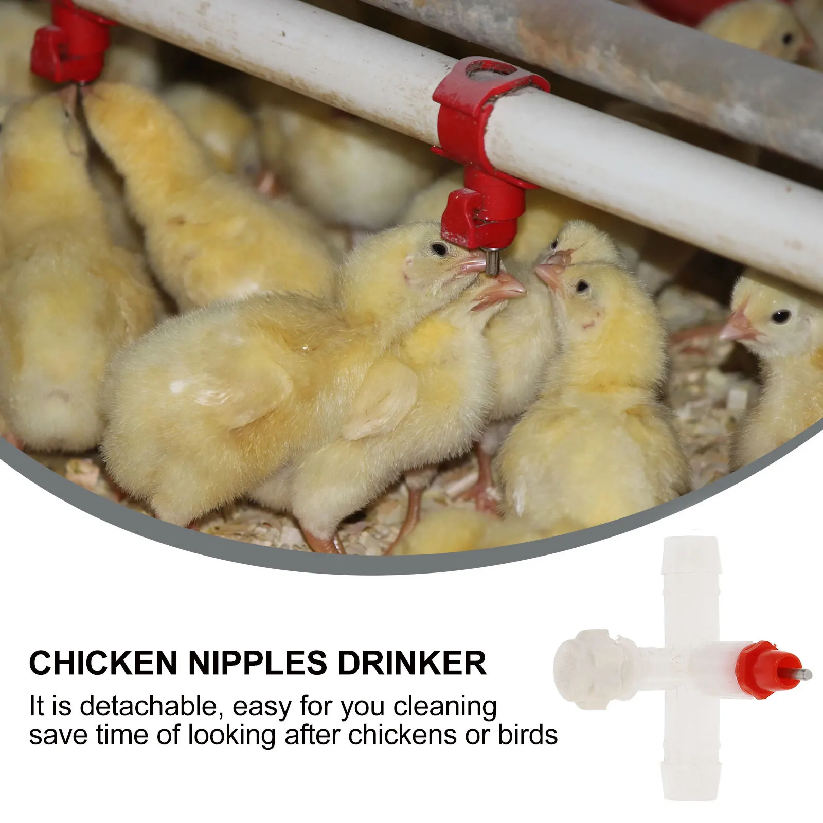 

20Sets Chicken Waterer Nipples Tee Fittings ABS Aluminum Automatic Poultry Drinking Device for Chicken Duck Quail Farm Supplies