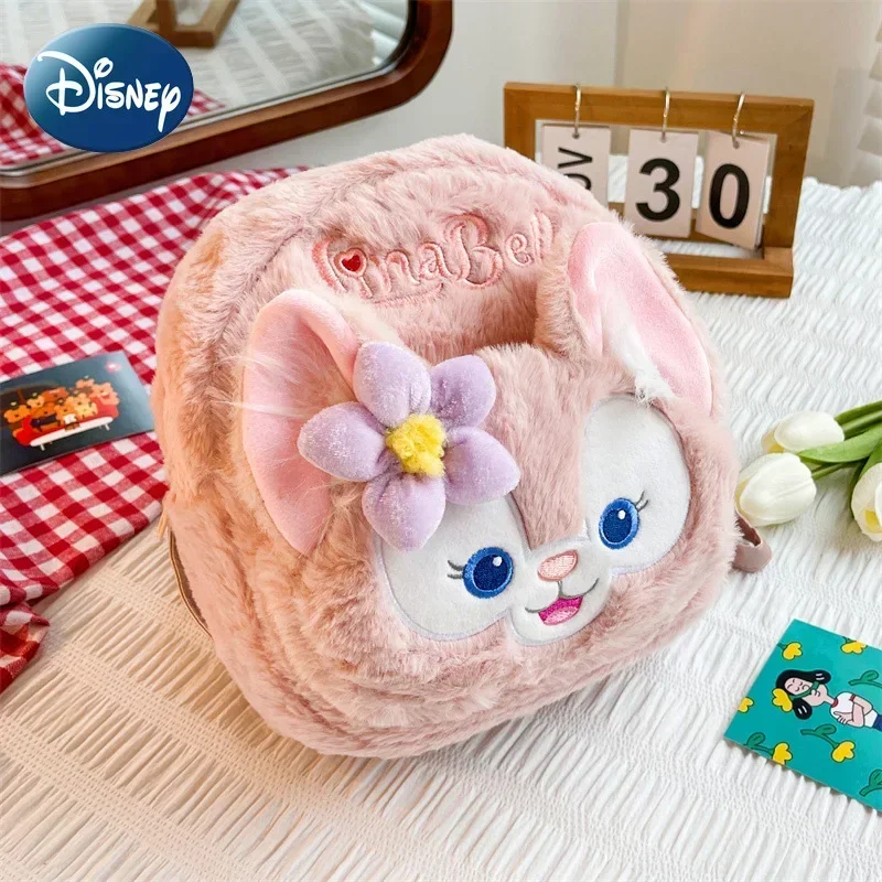 Disney LinaBell Stitched Plush Shoulder Bag Cartoon Cute Plush Handbag Large Capacity Fashion Trendy Women\'s Messenger Bag