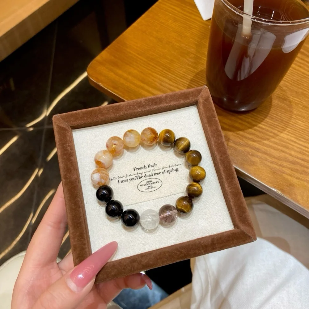 天然イエローアイストーンとタワークォーツ多様性ビーズブレスレット女性ヒーリングクリスタルジェムストーンストランド恋人ジュエリーギフト