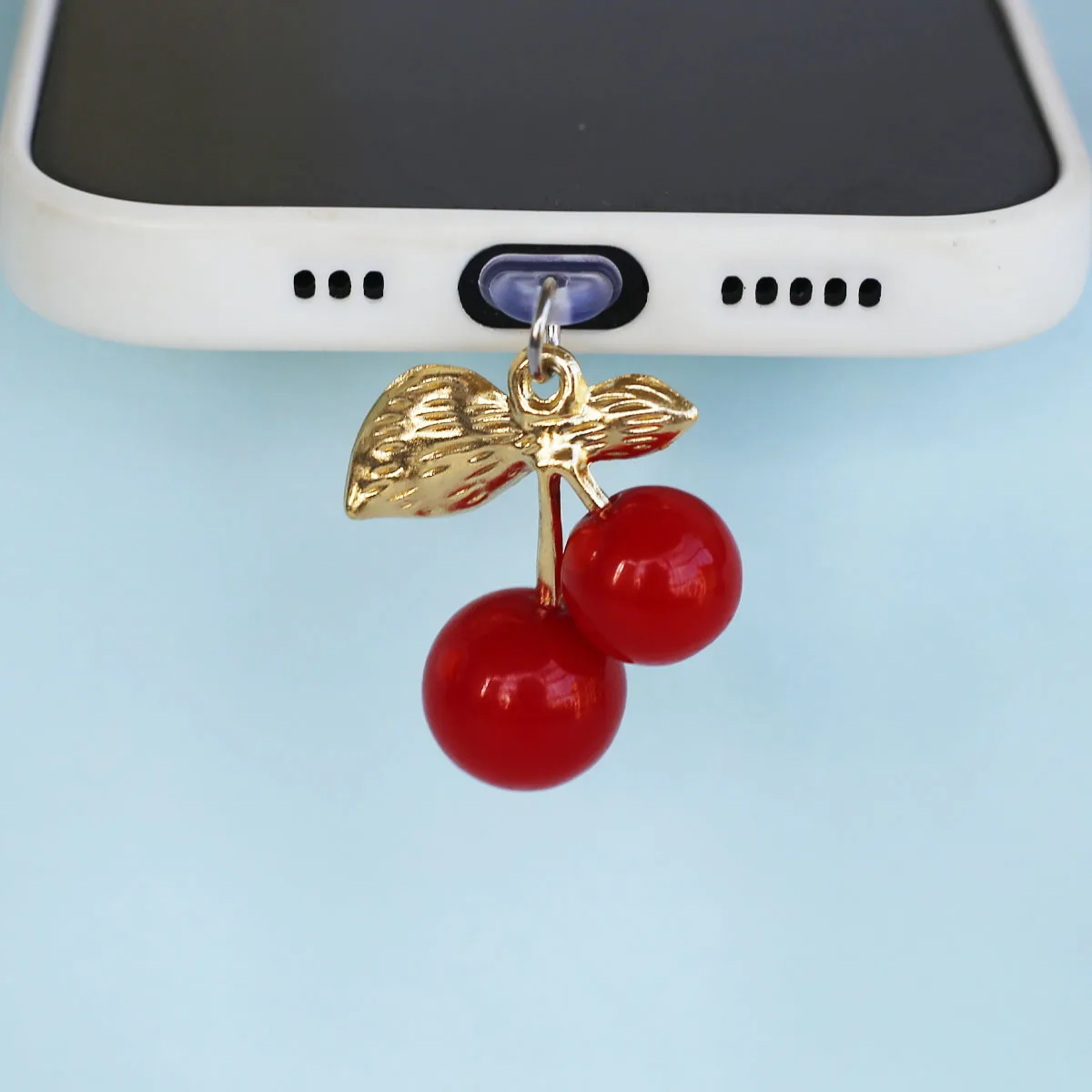 Staubschutz-Anhänger für Mobiltelefone, dreidimensionale Kirsche, schöne Dekoration, Zubehör für iPhone, Typ-C-Anschluss, Staubschutz-Anhänger – Detail 3