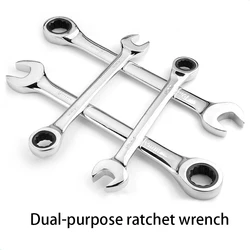 Dual Heads Ratchet Wrench Spanner Fixed Head Mirror Polish  Ratcheting High Torque Multi  Tool  Spanner Repair Hand Tool