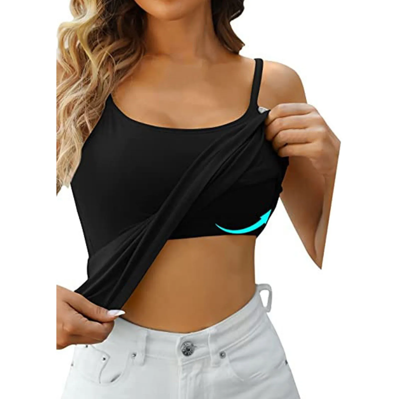 Concert Top Women Camisoles For Women With Build In Shelf Bra Tank Top Adjustable Spaghetti Straps Soft Womens Plus Size Tops