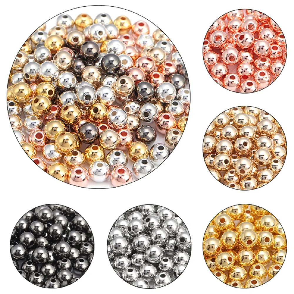 20-500 teile/los 3-14mm Gold Farbe CCB Ball Perlen Runde Lose Spacer Perlen Für Schmuck Machen DIY armband Halskette Zubehör