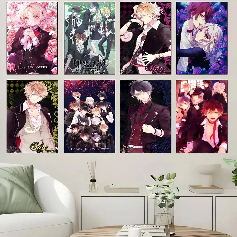 D-Diabolik Lovers Anime Poster Self-adhesive Advanced Aesthetic Printing Paper Wall Art for Living Room Home Decor