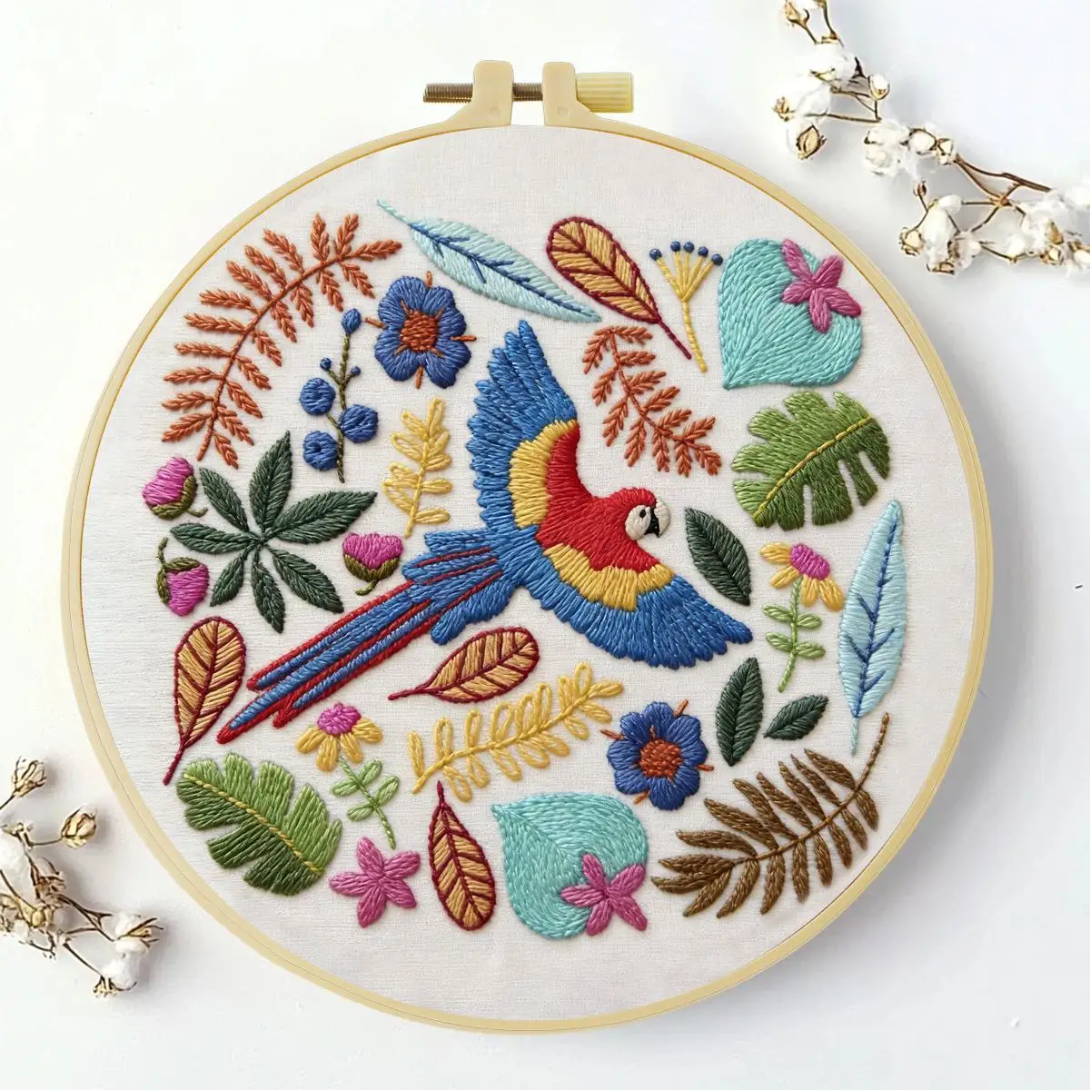 1 Stück 20X20CM/15X15CM 7,87/6,3 Zoll Schönes Vogel-Stickerei-Starter-Kit DIY-Kit DIY-Stickerei-Set Handarbeiten Nähkunst – Detail 1