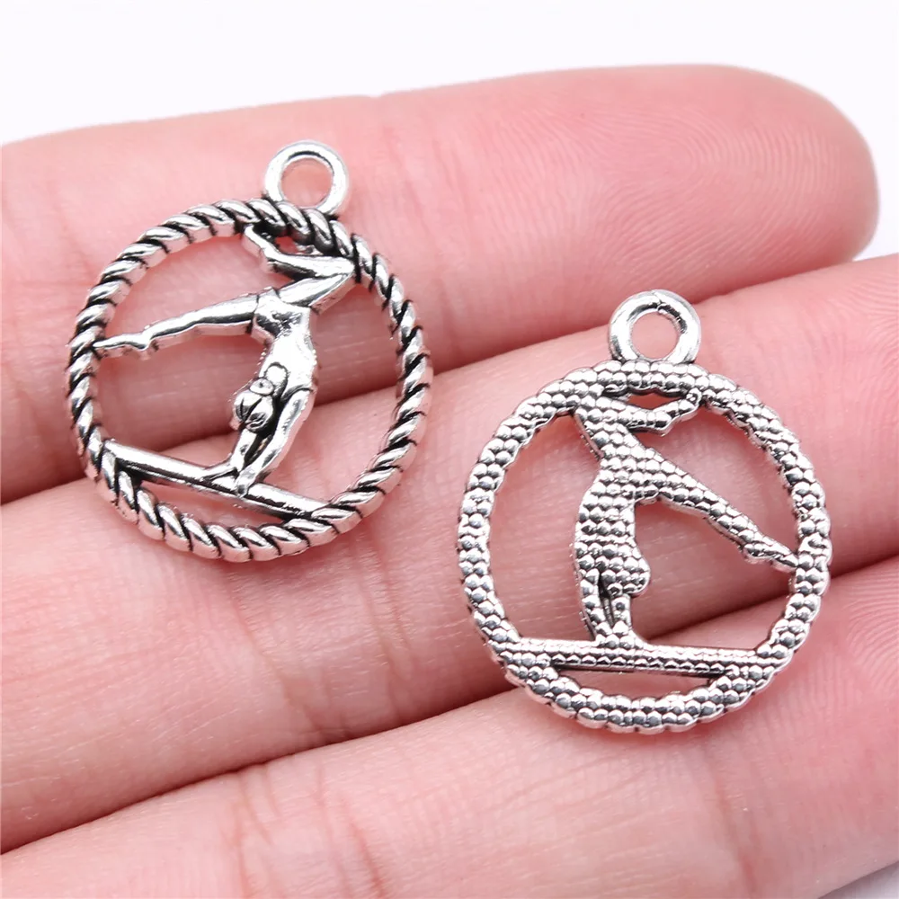 20 sztuk Sport Charms gimnastyka Charms do tworzenia biżuterii wisiorki DIY rzemiosło dokonywanie ustaleń ręcznie robiona biżuteria tybetańska — zdjęcie 4