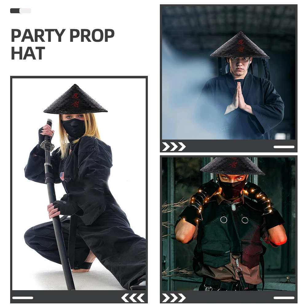 

2Pcs Oriental Bamboo Hat Ninja Cosplay Party Prop Sun Hat Elegant Stylish Decorative Adult Teens Home Supplies