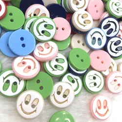 50Pcs/Pack 2 Holes 11mm Resin Buttons For Baby Kids Cute Mixed Color Pattern Button For DIY Clothes Accessories PT129