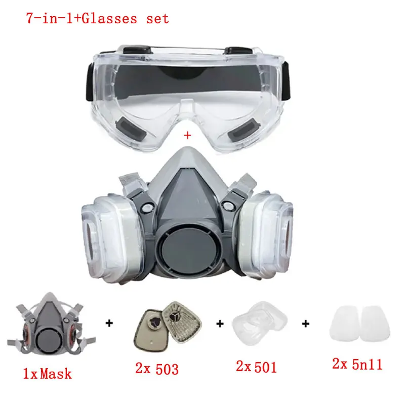 6200 Stofmasker Half Gezicht Met 503 5N11 Deeltjesfilters Bril Set Voor Industriële Arbeid Stof Verf Spray Decoratie Slijpen ﻿