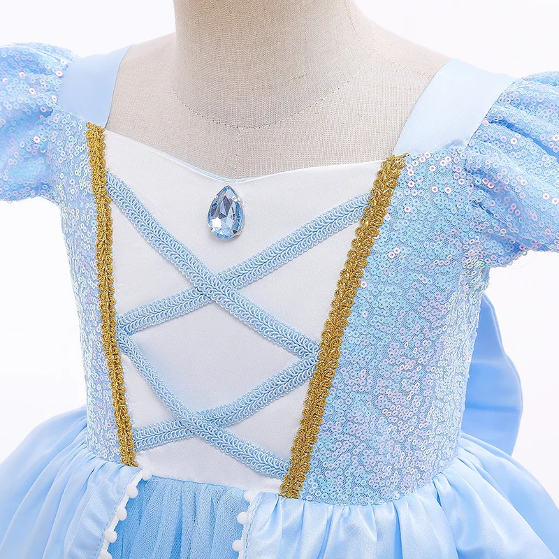 Cinderella Princess Girls Halloween Costume Cosplay Dress Children Fancy Vestidos Birthday Party Dress Clothes