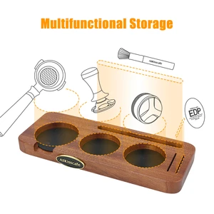 Coffee Tamper Mat Station Stand Portafilter Soporte de soporte Base Madera sólida para 51 mm 54 mm 58 mm Barista Espresso Accesorios 8 Mejor titular de manipulador de café de ventas - №1