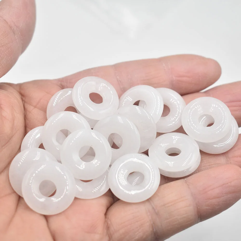 Modische, hochwertige, sortierte Naturstein-Gogo-Donut-Anhänger, Perlen 18mm für Schmuckherstellung, Großhandel 12 Stück/Los, kostenlos. – Detail 9