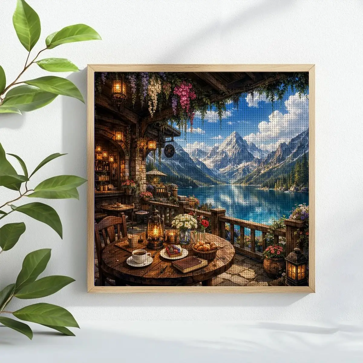 1 Stück 40x40 cm/15,74 Zoll Schönes Landschafts-Motiv Gestempeltes Kreuzstich-Set DIY-Kit 11CT/14CT DIY-Stickset Kreuzstich-Set – Detail 1