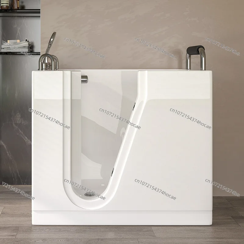 Small Rectangular Family Walk-in Sitting Jacuzzi for the Elderly Bathing Non-Slip Barrier-Free Side Open Soaking