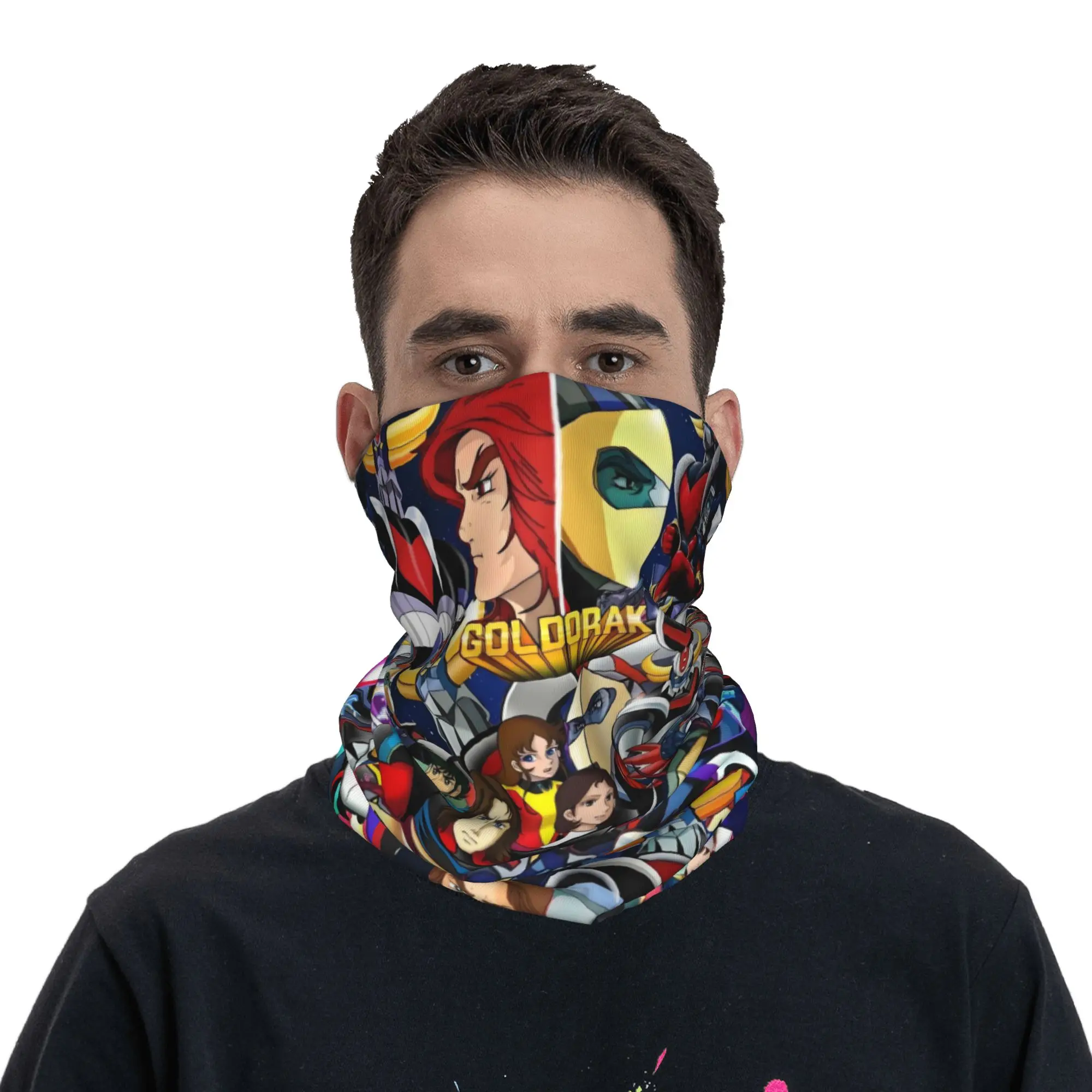 Goldorak Grendizer Goldrake UFO Robot Bandana Neck Gaiter UV Protection Face Scarf Cover Mechanical Warrior Headband Tube