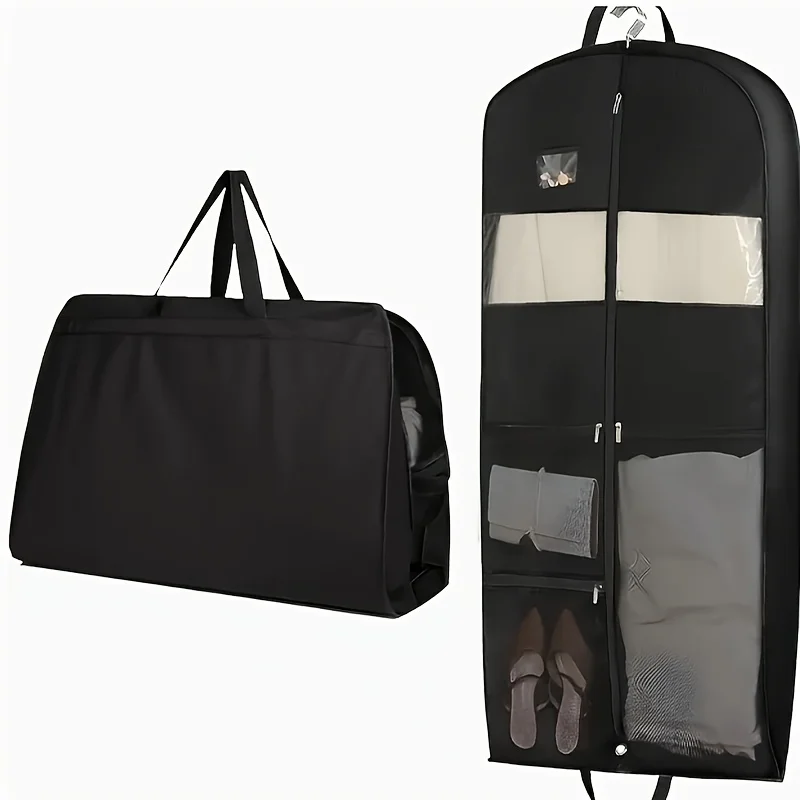 

Дорожная сумка для костюма с застежкой-молнией, подвесной органайзер для хранения одежды со вставками и карманом для рубашек, пальто, платьев