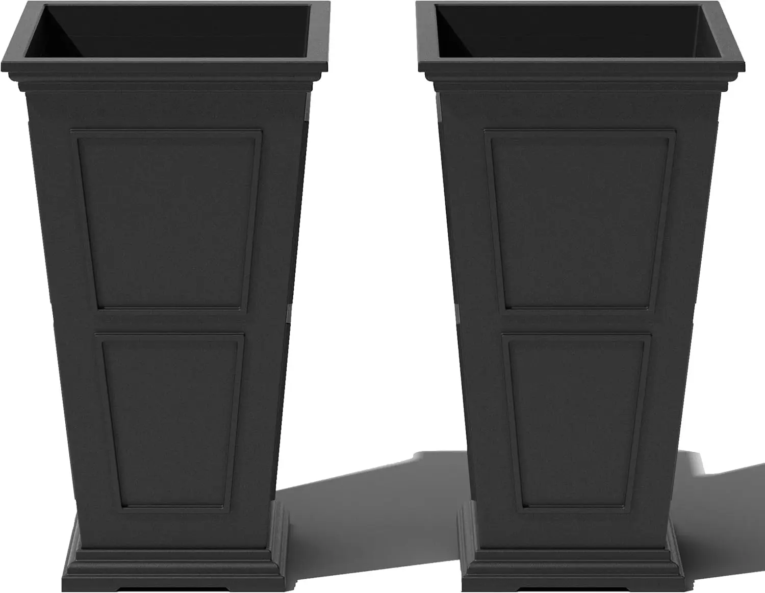 Brixton Series Tall Plastic Planter Large Outdoor Planter for Front Porch Crack Resistant All-Weather Use Classic Estate Design