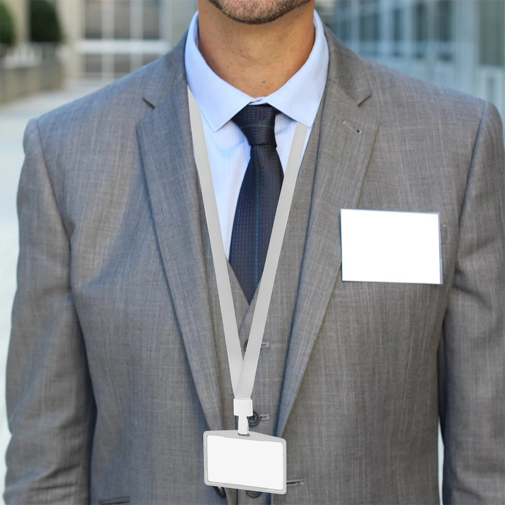 Aluminum Alloy ID Card Holder Badge Set White Polyester Name Badges Holders Student Employee Lightweight Sleek Modern