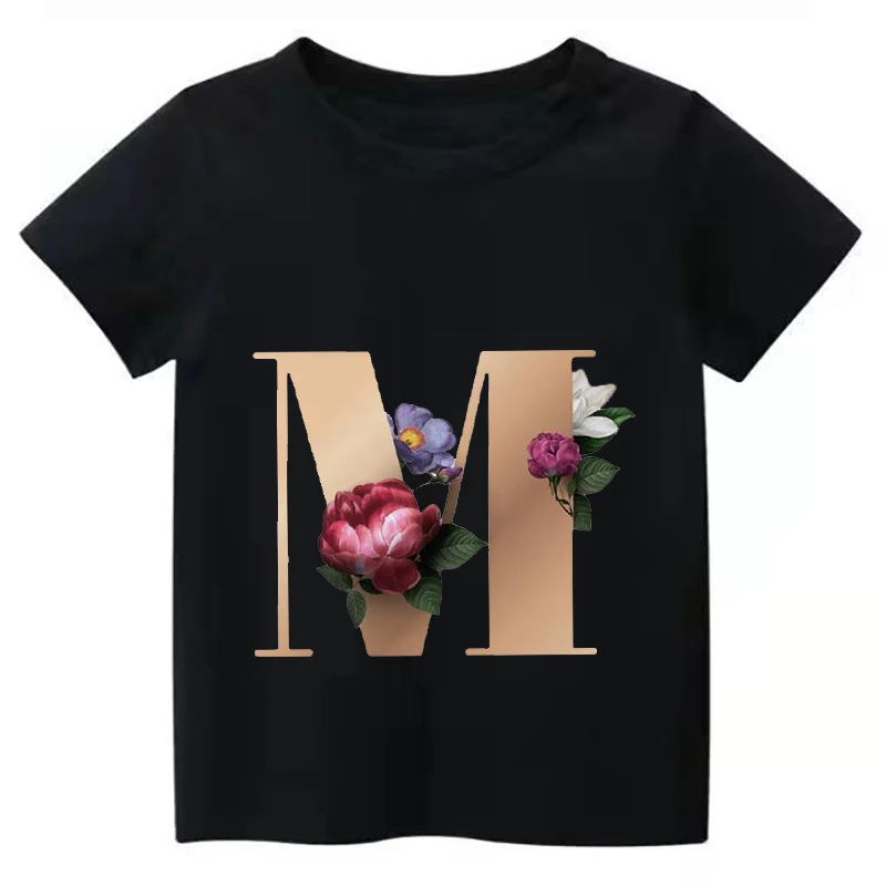 Summe Retro Flowers A B C D Children T-shirt Kawaii Trend T Shirt Harajuku Letter Casual Clothes Kids Girl Boy Short Sleeve Tops