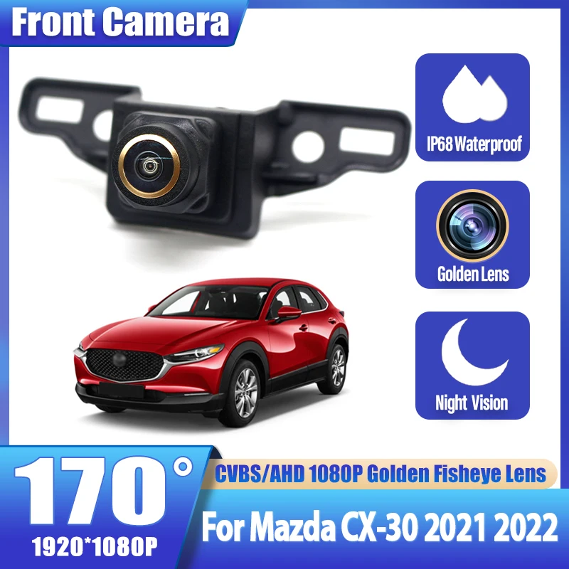 

Golden Fisheye Lens AHD 1080P Fisheye CCD Car Front View Parking Positive Logo Camera For Mazda CX-30 2021 2022 170° Wide Angle