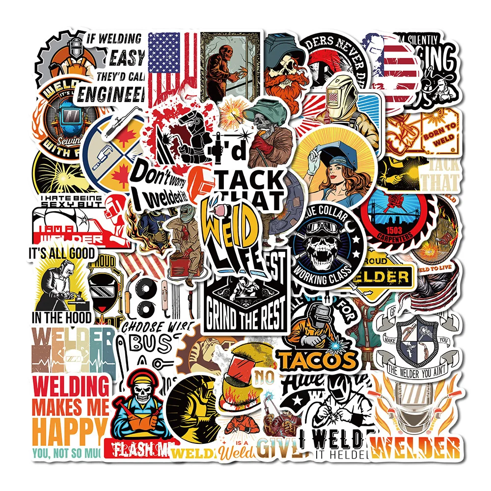 10/30/50PCS New Welder Sticker Cartoon Graffiti iPad Computer Luggage HelmetCar Laptop Guitar Bottle Wall Sticker Toy Decoration