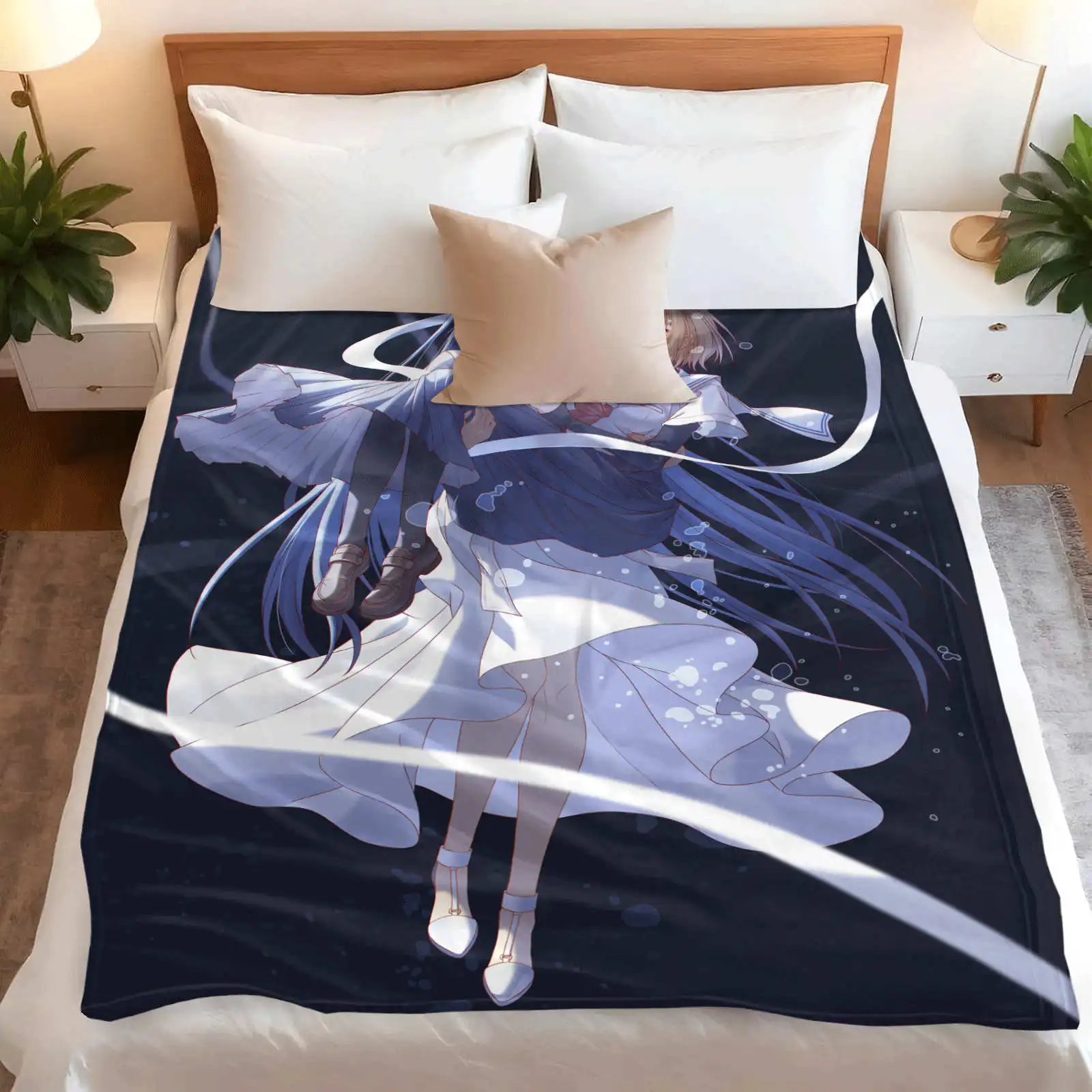 Flannel Throw Blanket for Home Decor Picnic Sofa Bed Cover The inhuman girl who drool over me Jinjiang Xili Theme