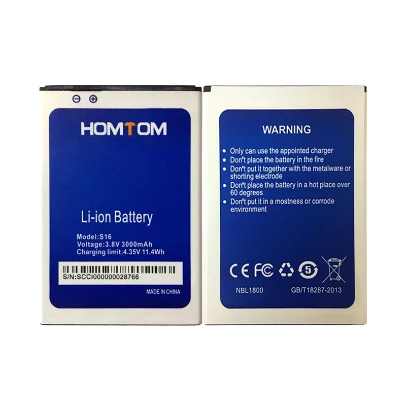 100% Original S16 Battery 3000mAh Replacement 5.5inch HOMTOM S16 Mobile Phone Battery