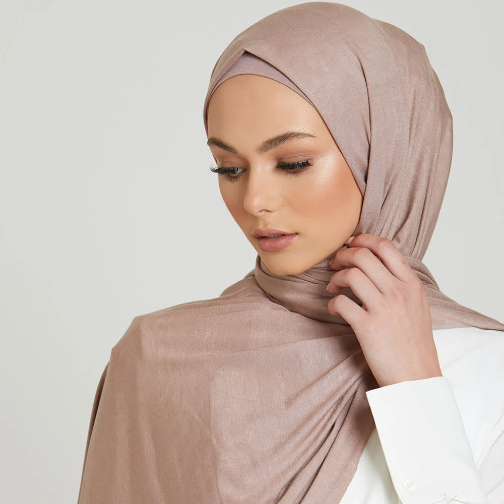 Women Plain Jersey Hijab Scarf Modal Cotton Wrap Elasticity Shawls Thin Soft Muslim Long Turban Headband Snood 170*60Cm