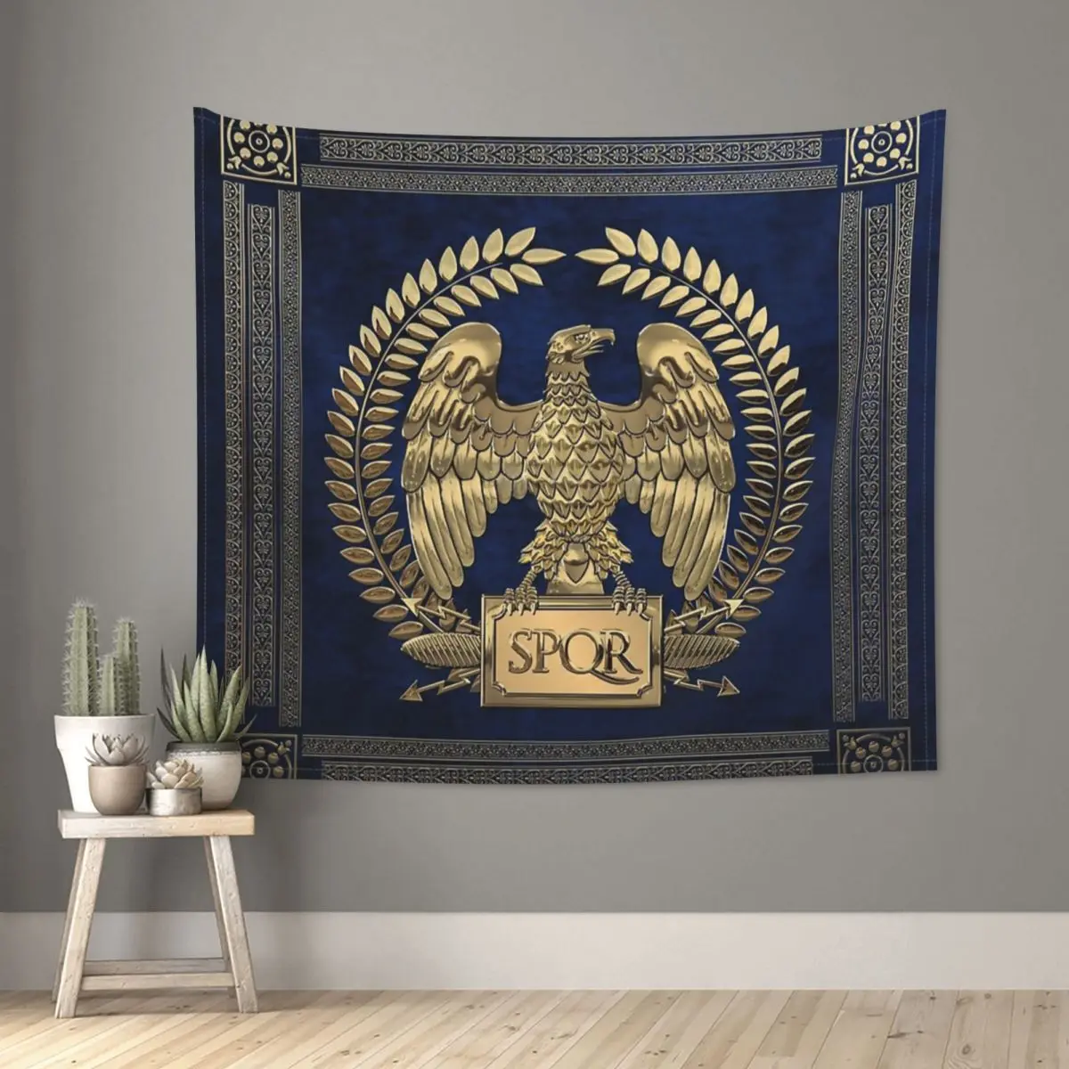 Roman Empire Gold Imperial Eagle Tapestry Wall Hanging Printed Fabric Tapestries SPQR Fantasy Decoration Dorm Decor Yoga Mat