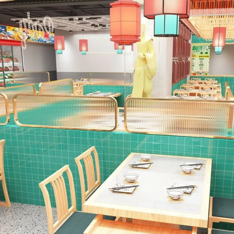 Light luxury stainless steel carbon steel Changhong glass partition creative restaurant booth fence heightened decorative low